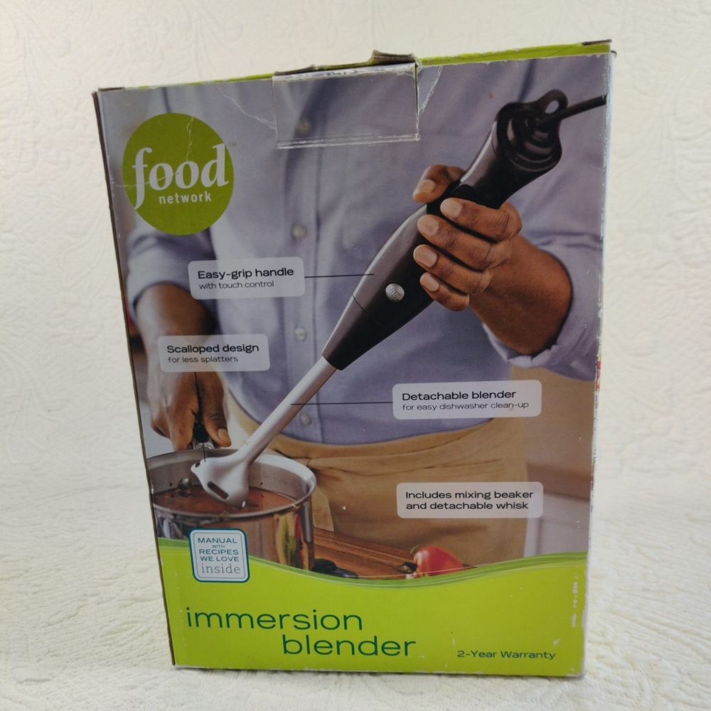 Food Network Immersion Blender With Easy Grip Handle 150 W Motor In Box Used